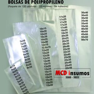 Bolsas de Polipropileno Sin adhesivo (Consultar por medida y Cantidad)