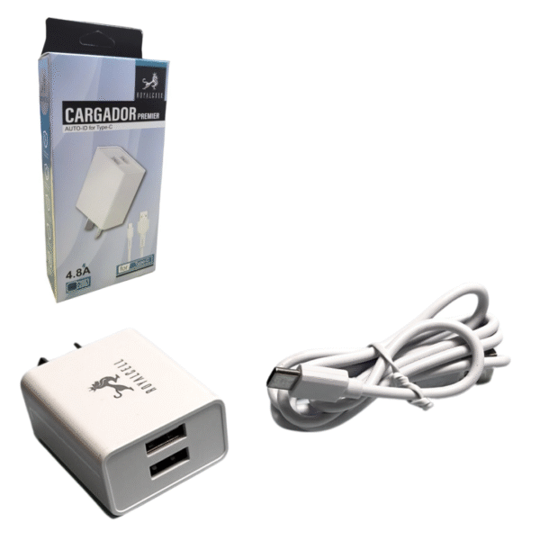 Cargador de Pared RoyalCell Premier 4.8A+ Cable Tipo C