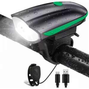 Luz Para Bicicleta Y Bocina Recargable X Usb 2 Intensidades