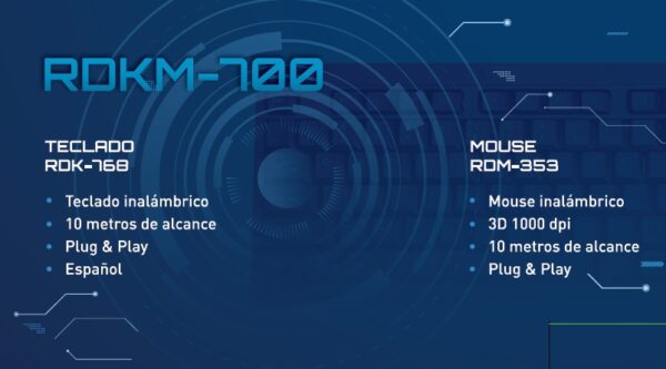 Combo Mouse & Teclado Inalámbrico – RDKM-700 - Imagen 2